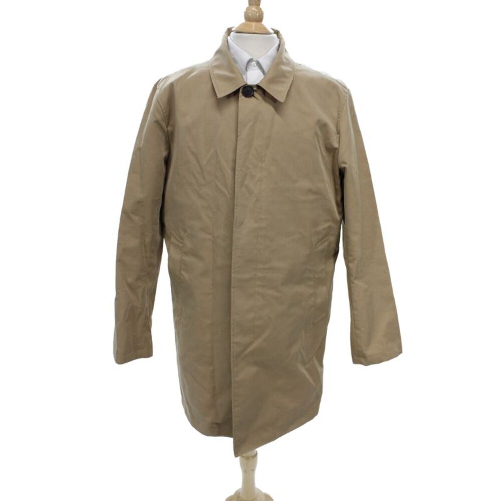 Jack Spade Mens Overcoat Beige Button Cotton Solid Classic Size XL